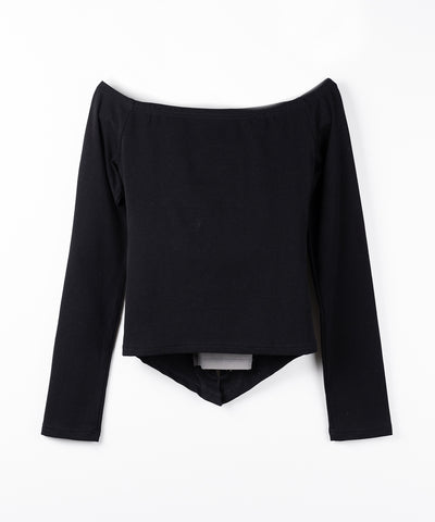 レースアップコルセットリボンオフショルトップス ／ laceup corset ribbon off shoulder tops