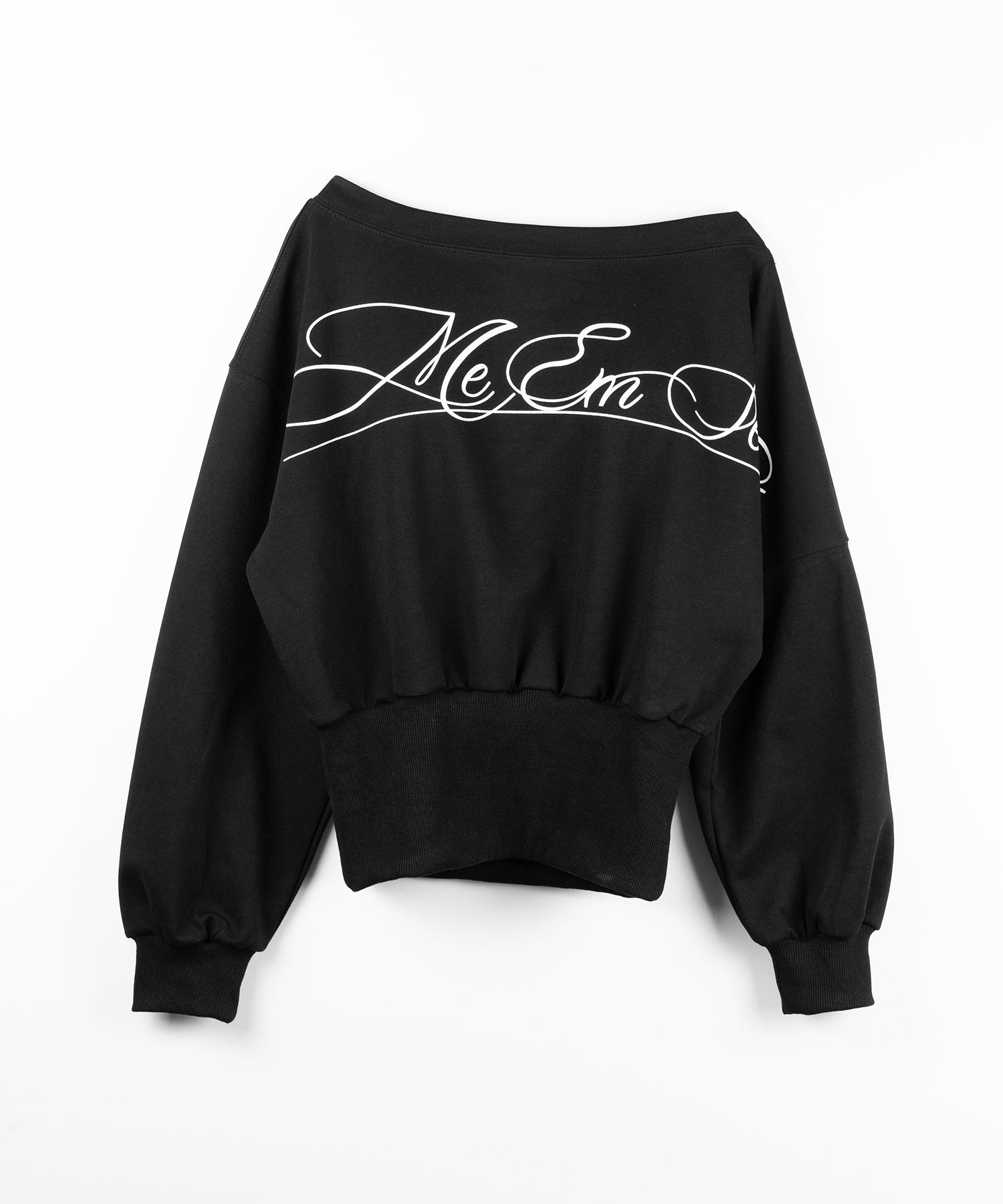 レタリングロゴワンショルショートスウェットライクトップス ／ lettering logo one-shoulder short sweatlike tops