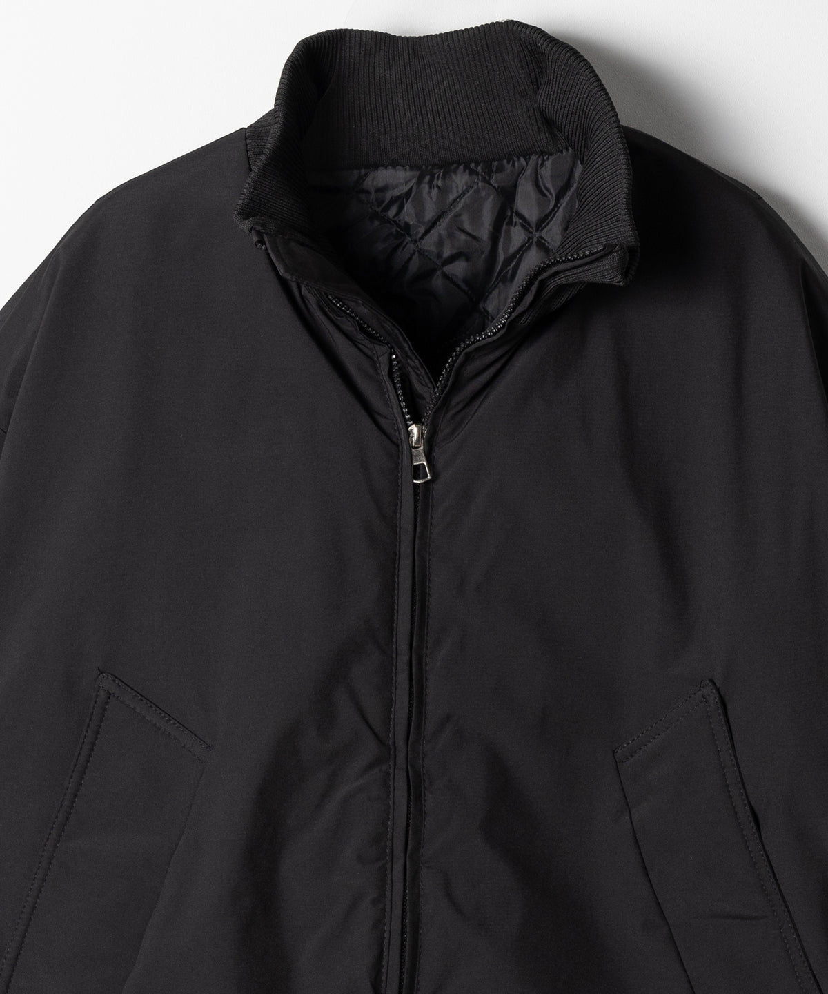 ダブルジップスタンドカラー中綿オーバーブルゾン ／ Double-zip stand-collar padded overblouson