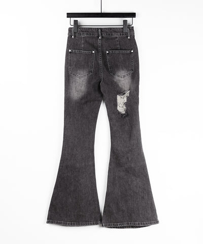クラッシュダメージヴィンテージフレアデニム ／ crush damage vintage flare denim