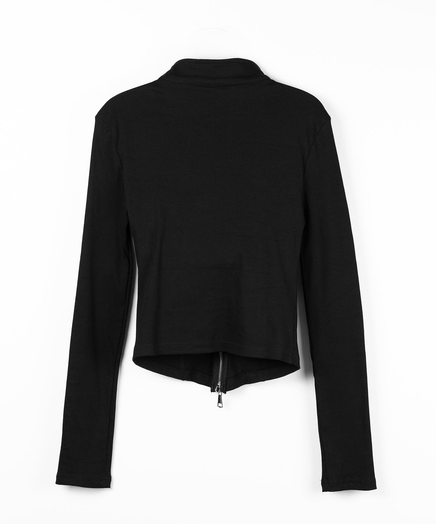 アウトポケットダブルジップスリムリブトップス ／ out pocket double zip slim ribbed tops