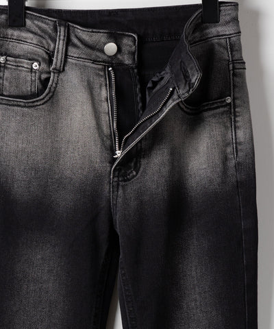 【４size 】ブリーチグラデーションストレッチブラックフレアデニム ／ bleach gradation stretch black flare denim