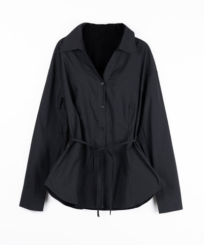 ストラップリボンレディフレアシャツ ／ strap ribbon lady flare shirts