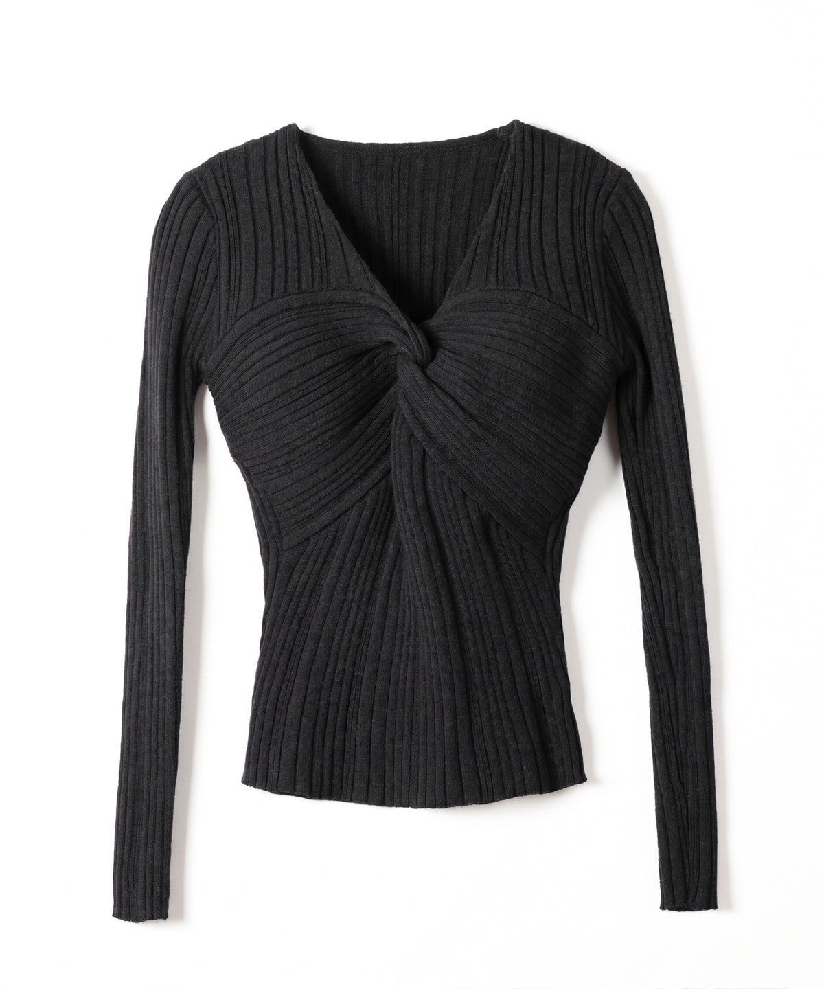 Ⅴネックツイストリブニットトップス ／ V-neck twisted rib knit tops