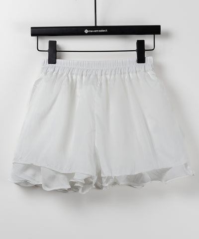 【 インパン裏地付 】３段クリンクルシアーフリルボリュームミニスカート ／ crinkle sheer frill volume mini skirt