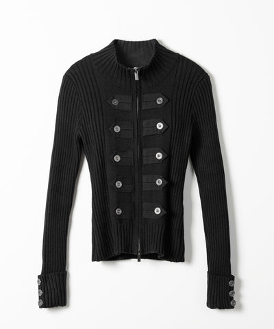 ナポレオンジップアップスリムリブニットカーディガン ／ Napoleon zipup slim rib knit cardigan
