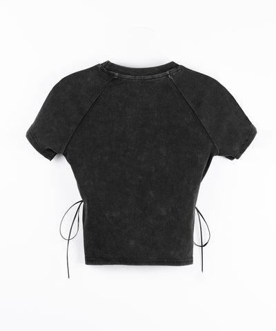 ヴィンテージサイドレースアップカットアウト半袖ショートTシャツ ／ vintage side lace up cutout short short sleeve T-shirts