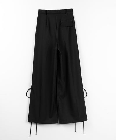 レースアップダブルタックワイドスラックス ／ laceup double tack wide slacks