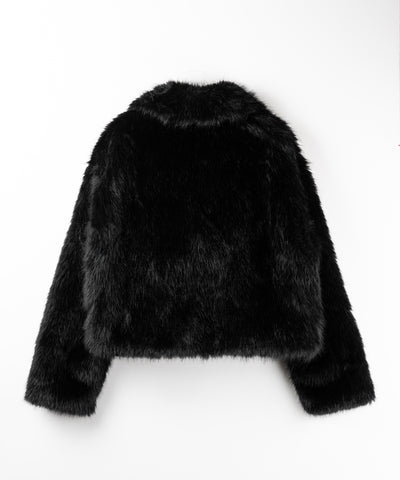 【 ２WAY 】ジップアップレザードッキングフェイクファーコート ／ zip up leather docking fake fur coat