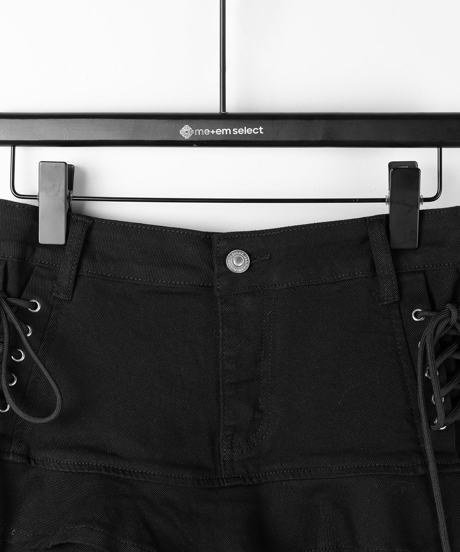 【 インパン裏地付 】レースアップブラックフリルミニスカート ／ laceup black frill mini skirt