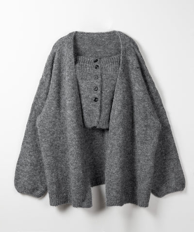 【 ２点セット 】ニットボタンビスチェ ＋ロングカーディガンセット ／ knit button bustier + long cardigan set