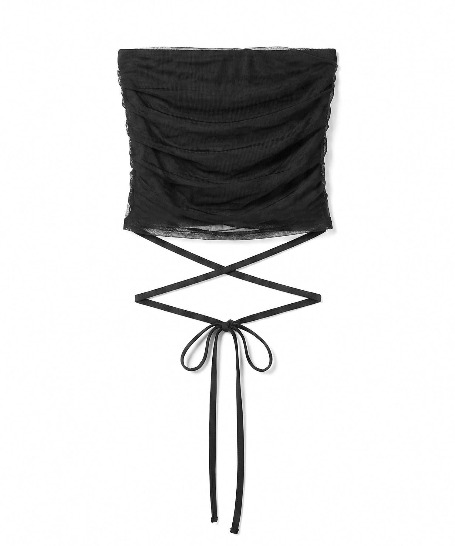 ウエストクロスチュールドッキングベアトップ ／ waist cross tulle docking bare top