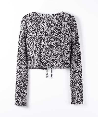 レオパードフロントリボンショートカーディガン ／ Leopard front ribbon short cardigan