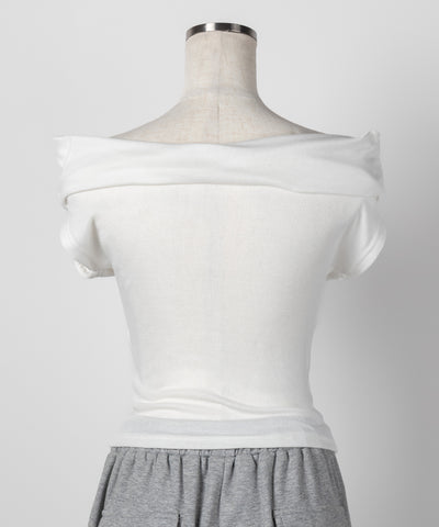 【 ２color 】オフショルギャザーノースリーブトップス ／ off shoulder gather nosleeve tops