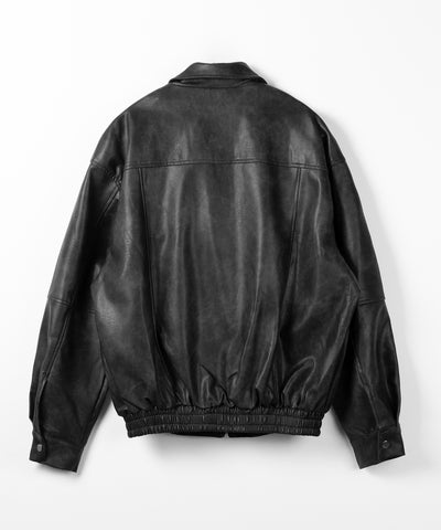 【 ２color 】ヴィンテージライクオーバーフェイクレザーブルゾン ／ vintage like over fake leather blouson