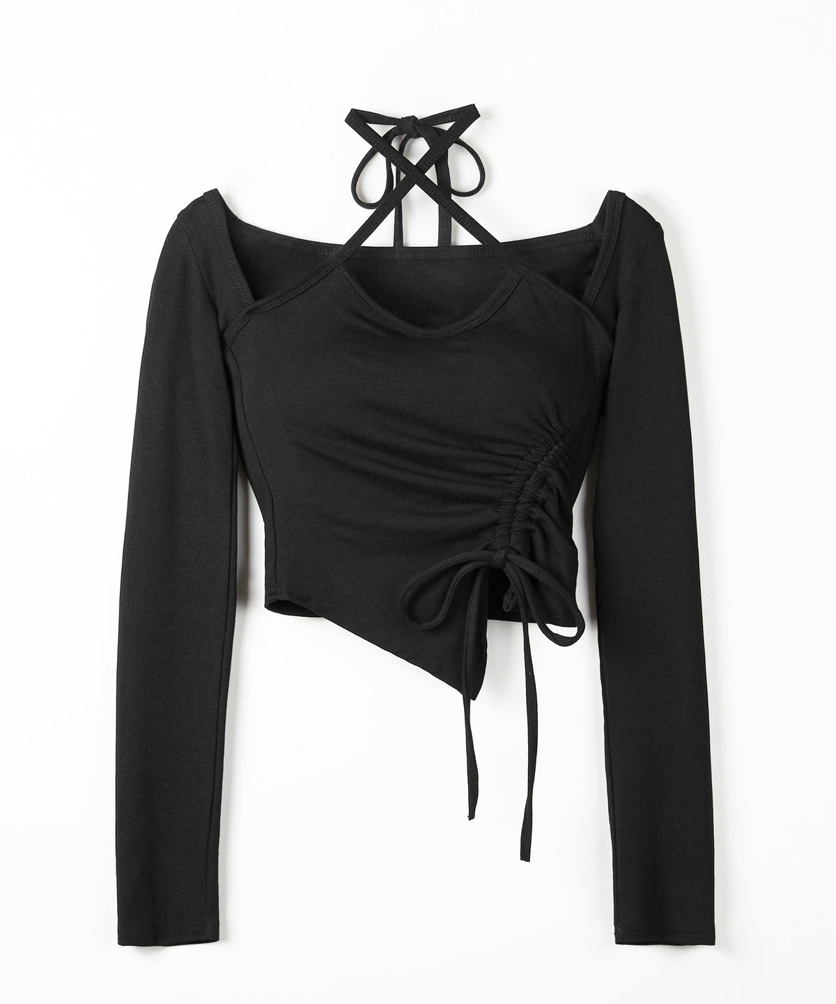 クロスリボンスクエアネック長袖Ｔシャツ ／ cross ribbon square neck long sleeve T-shirts