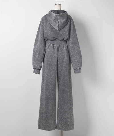 【 セットアップ 】ピグメントヴィンテージショートパーカー ＋ ワイドパンツ SET ／ pigment vintage short hoodie + wide pants SET