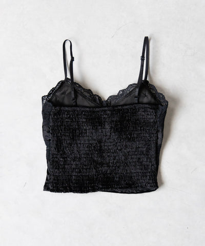 【 カップ付き 】ダブルレースベロアショートビスチェキャミソール ／ double lace velor short bustier camisole