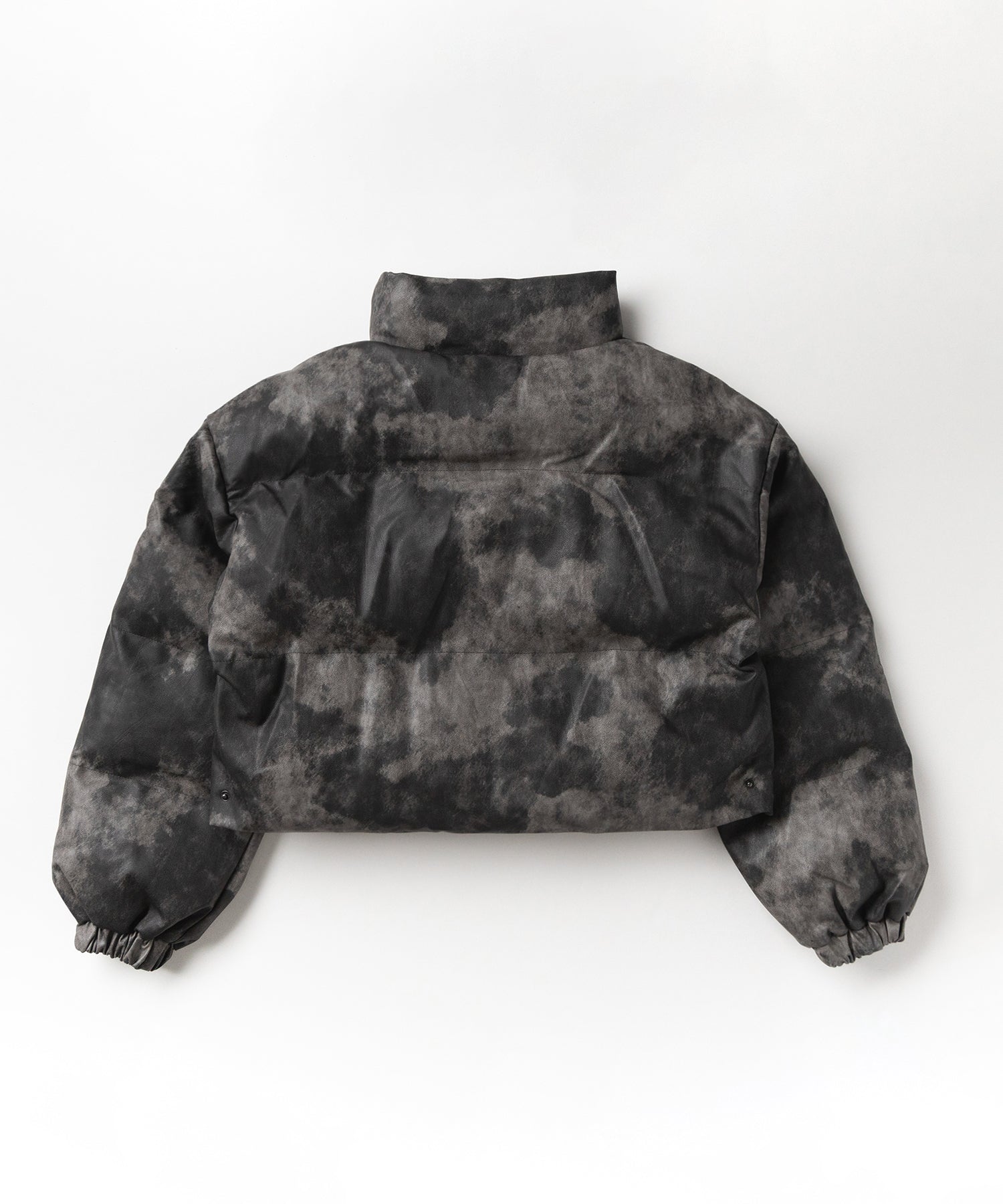 【 ２color 】ヴィンテージタイダイフェイクレザーショートダウンジャケット ／ vintage tyedye fake leather short down jacket