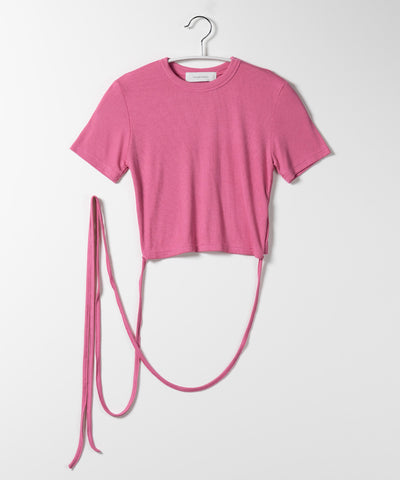 【 ４color 】ストラップウエストリボンショート半袖Ｔシャツ【 韓国製 】