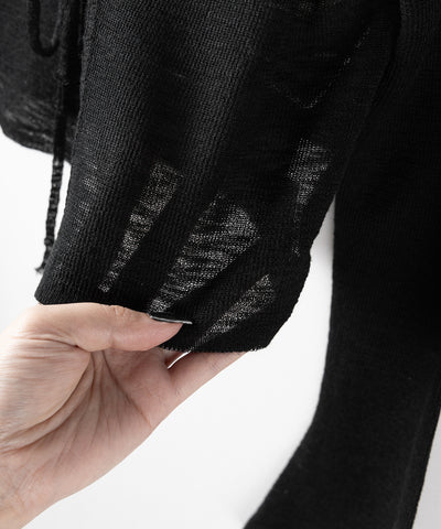 【 ２color 】ダブルリボンシアーニットショートカーディガン ／ double ribbon sheer knit short cardigan