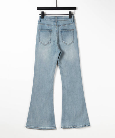 【４size 】美脚ハイウエストストレッチフレアデニム ／ slim leg High waist stretch flare denim