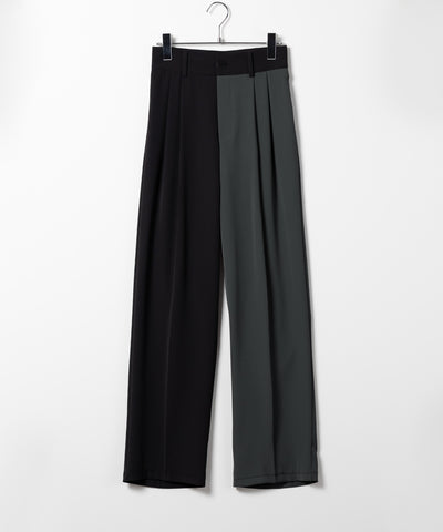 【 ５SIZE 】太ベルトハイウエストツートーンタックスラックス