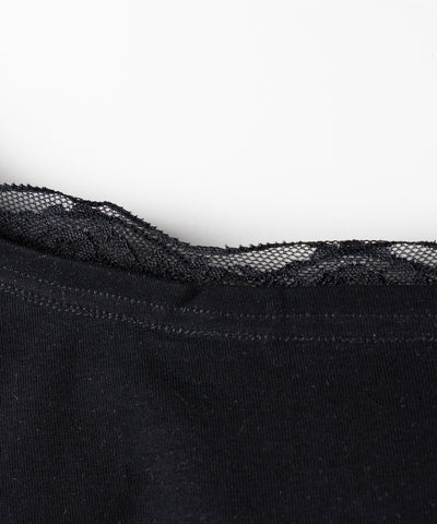 【 ２color 】ワンショルダーレースポイントスリムカットソートップス ／ one shoulder lace point slim cutsew tops