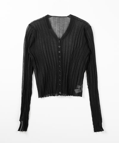 シアーリブニットカーディガン ／ sheer lib knit cardigan