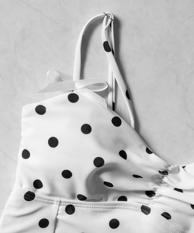 【 レディース水着 】ドットリボンフリルワンピース水着 ／ Dot ribbon frill onepiece swimwear