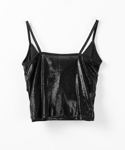メタリックドレープクロスキャミソール ／ metallic drape cross camisole