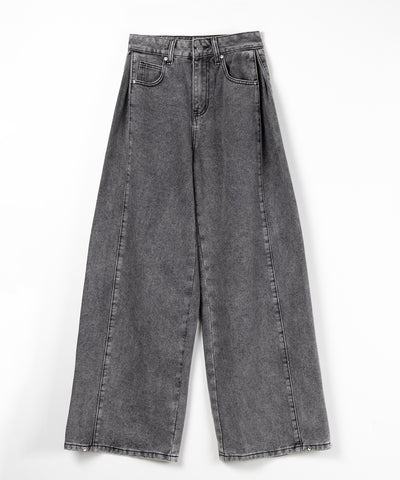 ヴィンテージライクウォッシュカーブワイドデニム ／ vintage like wash curve wide denim