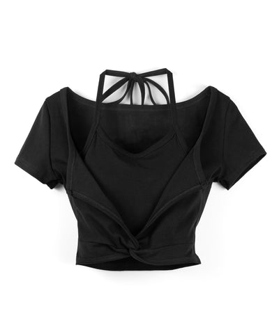 ホルターネックレイヤードショートぴちＴシャツ ／ halter neck layered short pichi T-shirts