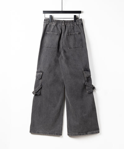 サイドラインストレートカーゴデニムパンツ ／ sideline straight cargo denim pants
