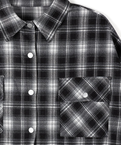 ブラックチェックオーバーフランネルシャツ ／ black check over flannel shirts