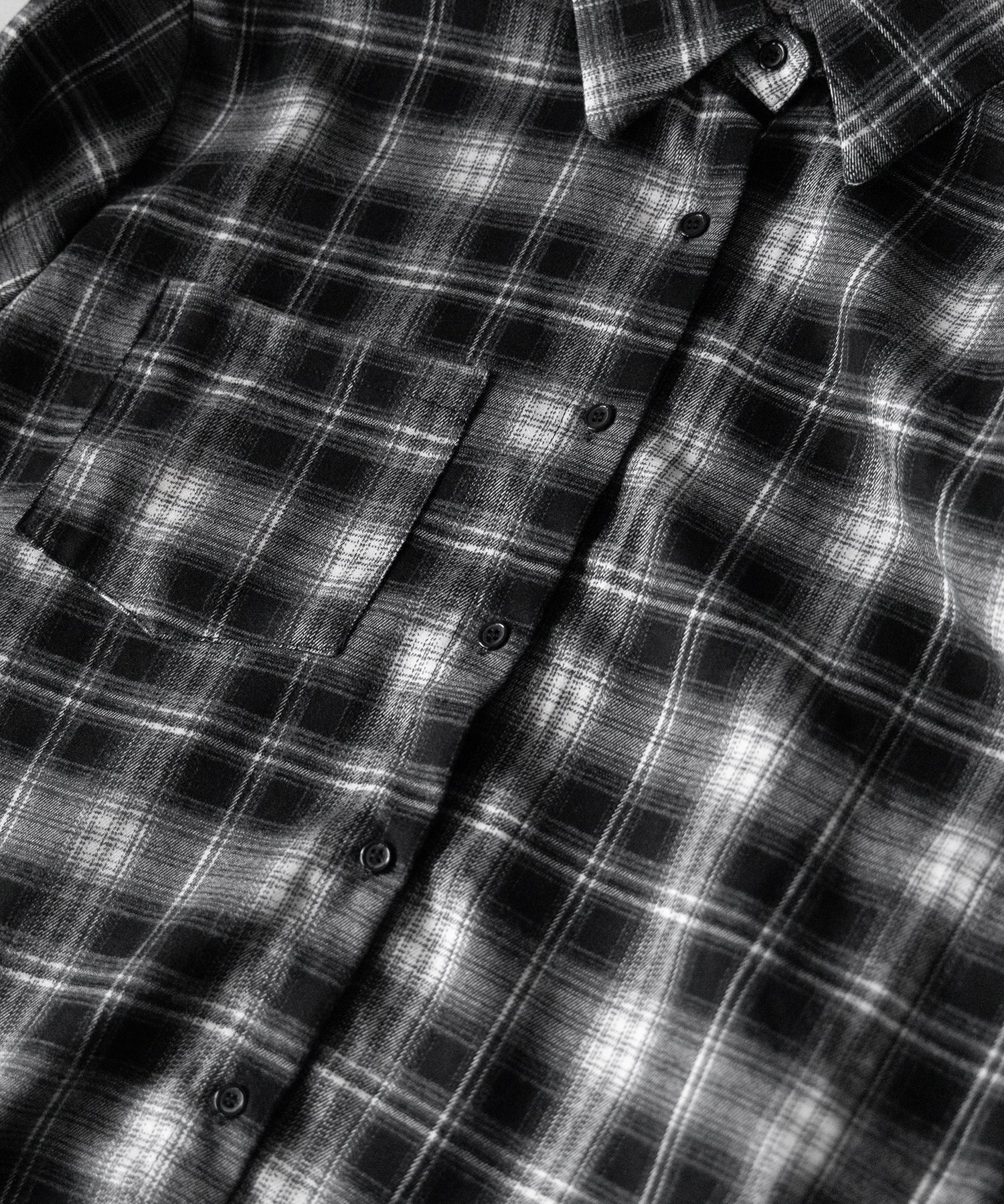 ビッグシルエットブラックチェックネルシャツ ／ big silhouette black check flannel shirt
