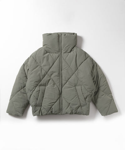 【 ３COLOR ／２WAY 】ボリュームハイネックナイロンパフダウンジャケット