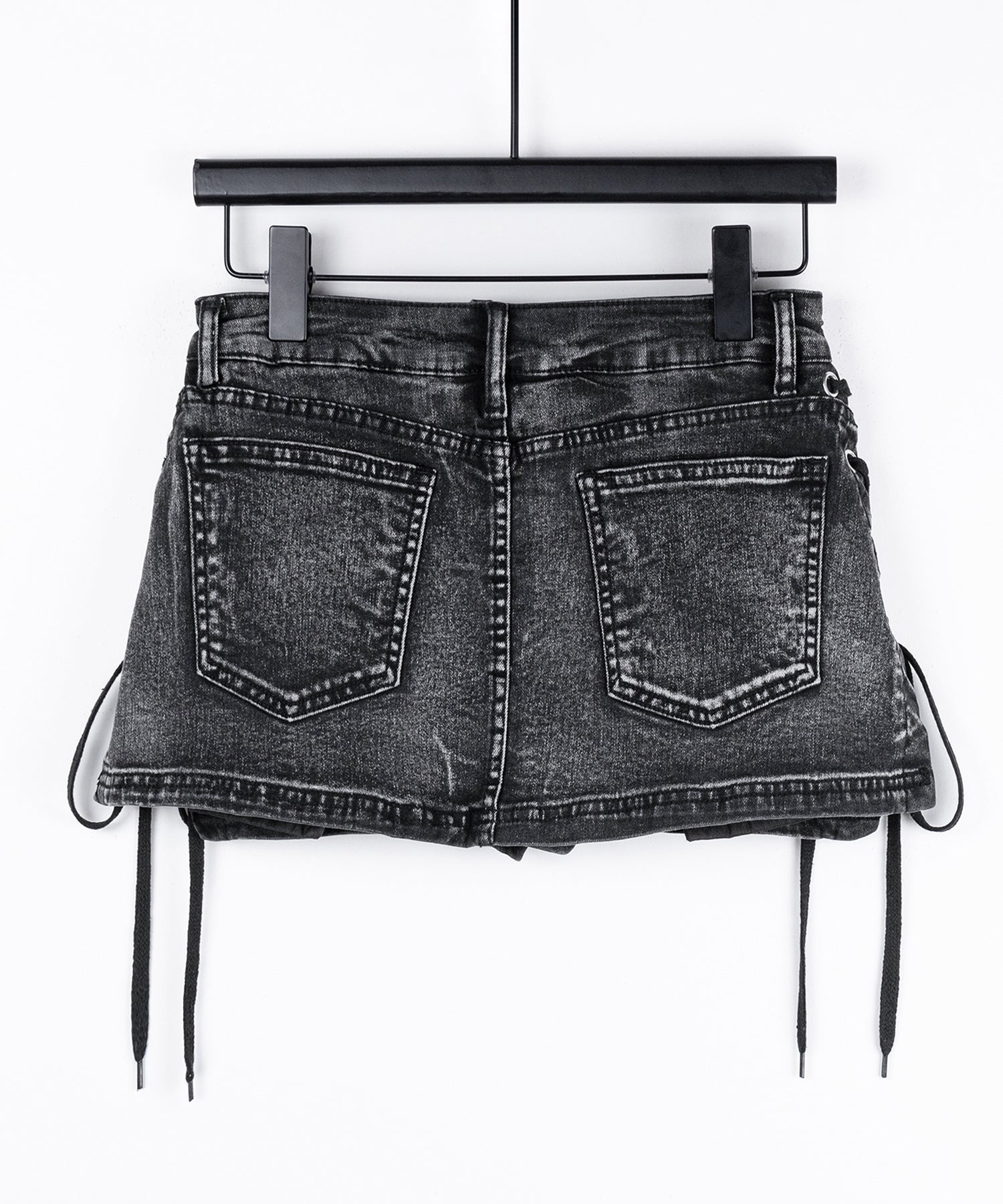 【 インパン裏地付き 】レースアップマイクロデニムミニスカパン ／ Lace-up micro denim mini skirt pants
