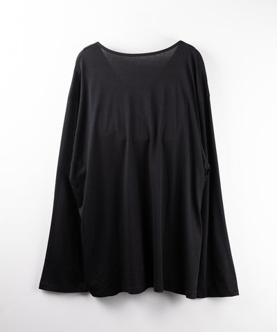 【 ２color 】レースアップルーズシルエット長袖ビッグTシャツ ／ laceup loose silhouette long sleeve big T-shirt