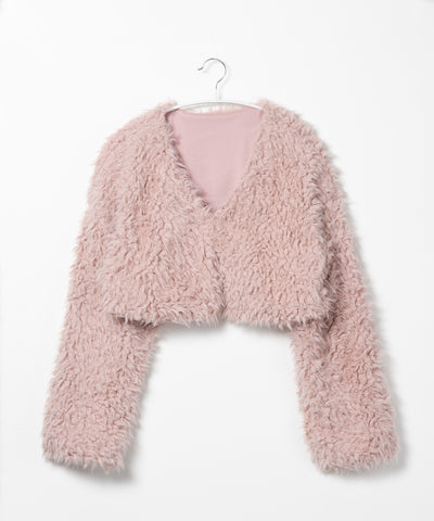 【 ３COLOR 】ロングシャギーボアショートボリュームカーディガン