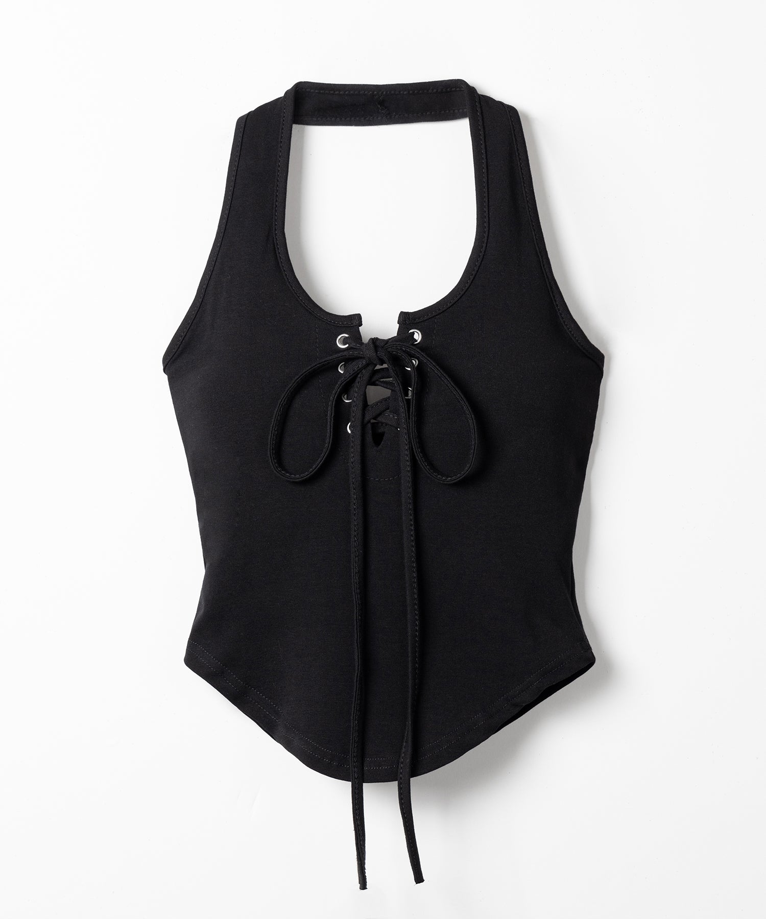 【 クロスにできる２WAY 】レースアップホルターネックタンク ／ laceup halter neck tank
