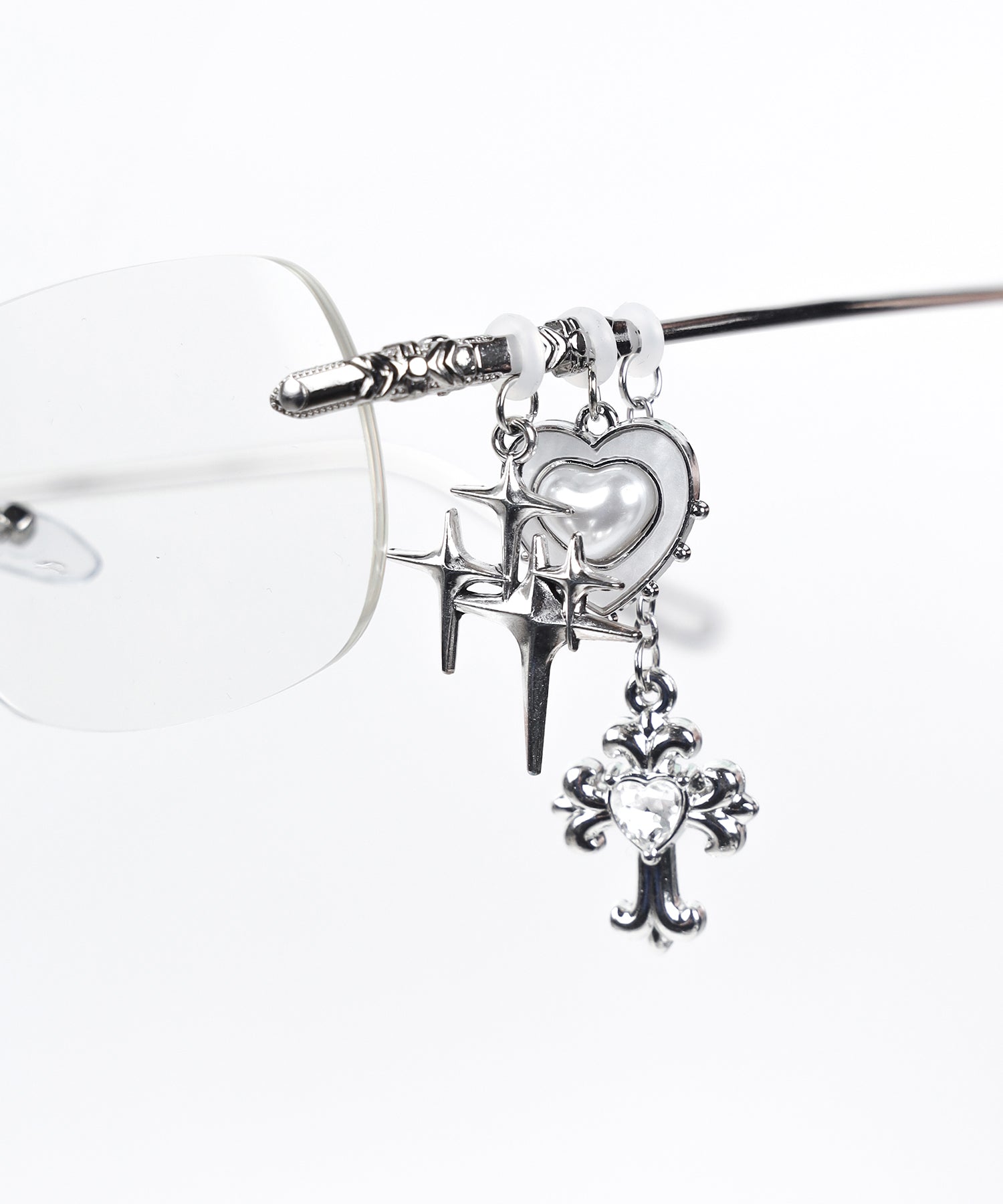 カスタムチャームリムレスメガネ ／custom charm rimless glasses