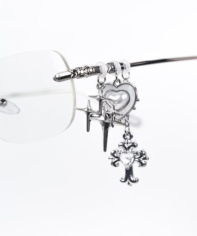 カスタムチャームリムレスメガネ ／custom charm rimless glasses