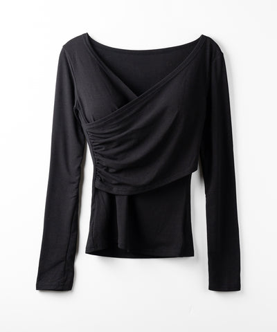 【 ２点セット 】Y-ストラップスリムギャザーレイヤードトップス ／ Y-strap slim gather layered tops