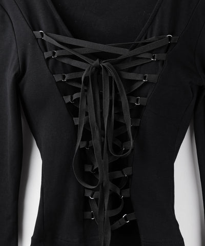 【 ３WAY ／２color 】レースアップコルセットリボンチョーカートップス ／ lace up corset ribbon choker tops