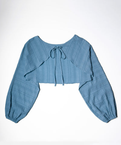 【 ７color 】フロントリボンシャーリングショートボレロカーディガン