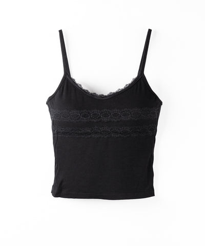【 ３color 】ダブルレース切替リブキャミソール ／ double lace switching ribbed camisole