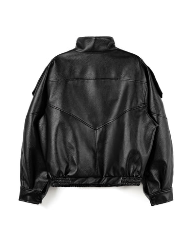 ヴィンテージフェイクレザースタンドカラージップアップブルゾン ／ 2WAY vintage fake leather stand collar zipup blouson