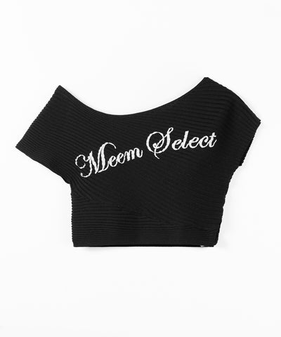 レタリングロゴワンショルリブニット ／ lettering logo oneshoulder lib knit