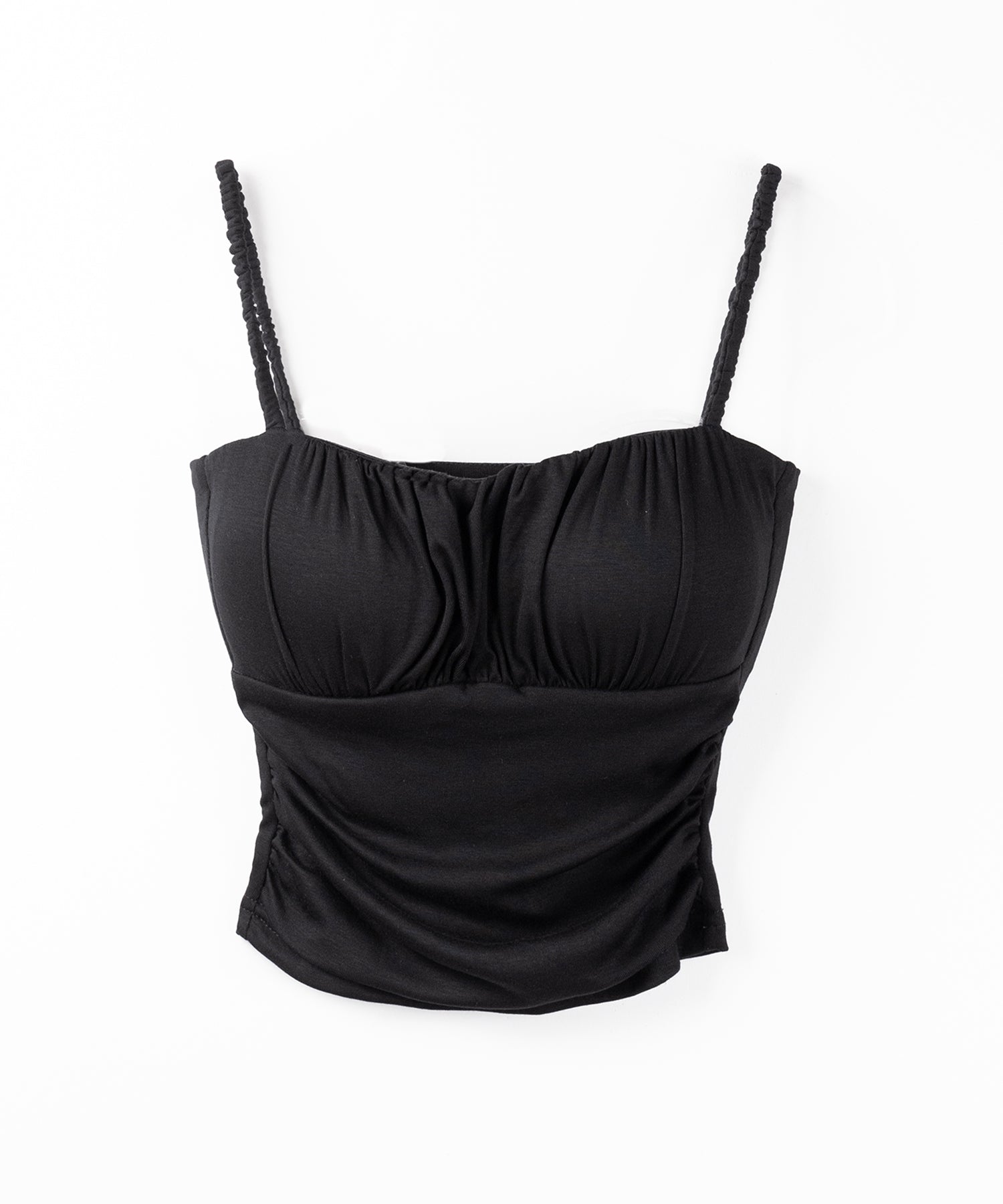 【 ３color ／ カップ付き 】シャーリングギャザードレープキャミソール ／shirring gather drape camisole